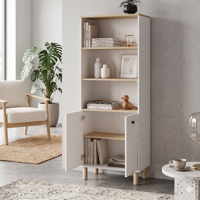 Hanah Home Vesta Estantería Roble Zafiro y Blanco